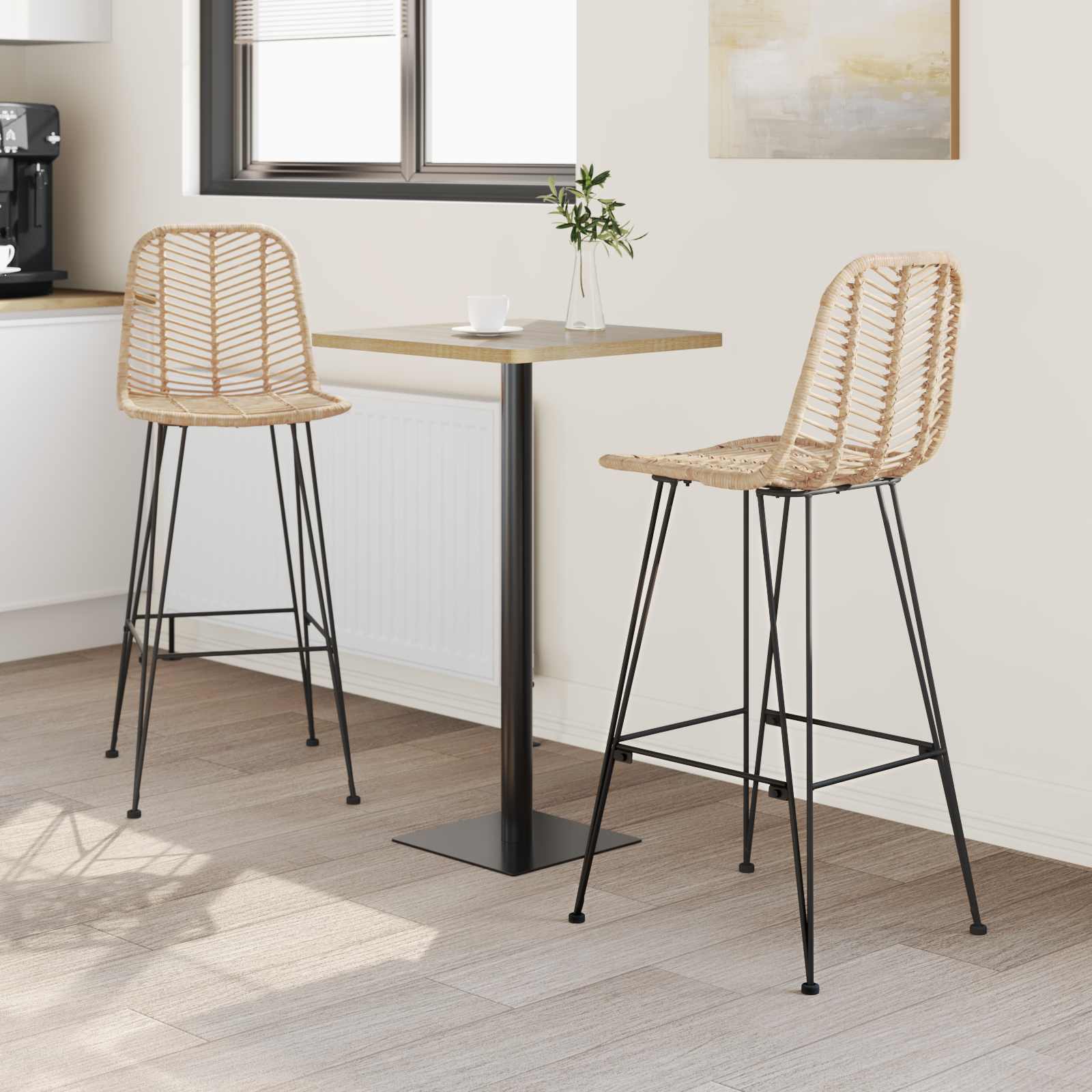 Silla de Bar 2 pcs 44 x 52 x 111 cm Ratan e Hierro