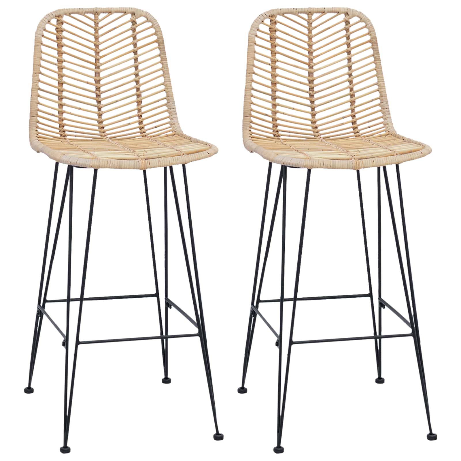 Silla de Bar 2 pcs 44 x 52 x 111 cm Ratan e Hierro
