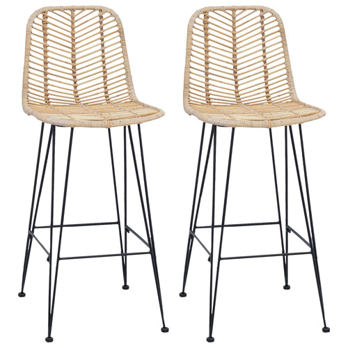 Cadeira de Bar 2 unid. 44 x 52 x 111 cm Rattan e Ferro