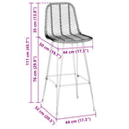 Silla de Bar 2 pcs 44 x 52 x 111 cm Ratan e Hierro