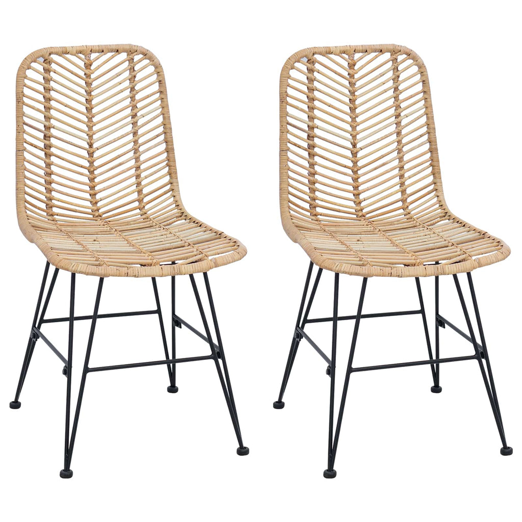 Silla de comedor 2 pcs Ratan e Hierro Natural
