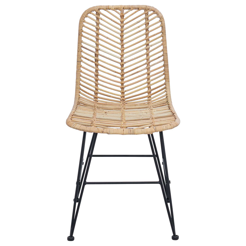 Silla de comedor 2 pcs Ratan e Hierro Natural