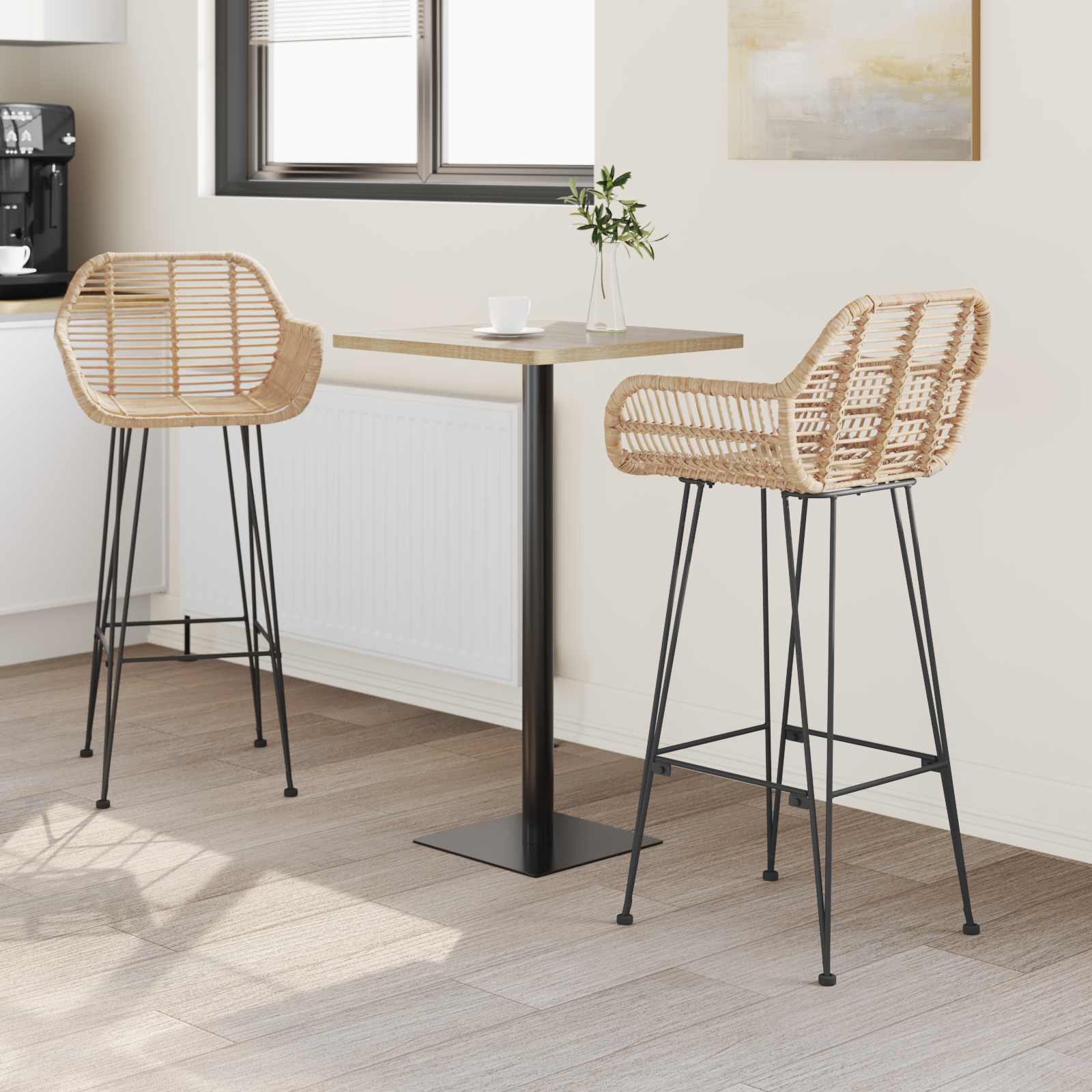 Silla de Bar 2 pcs 55 x 52 x 105 cm Ratan e Hierro