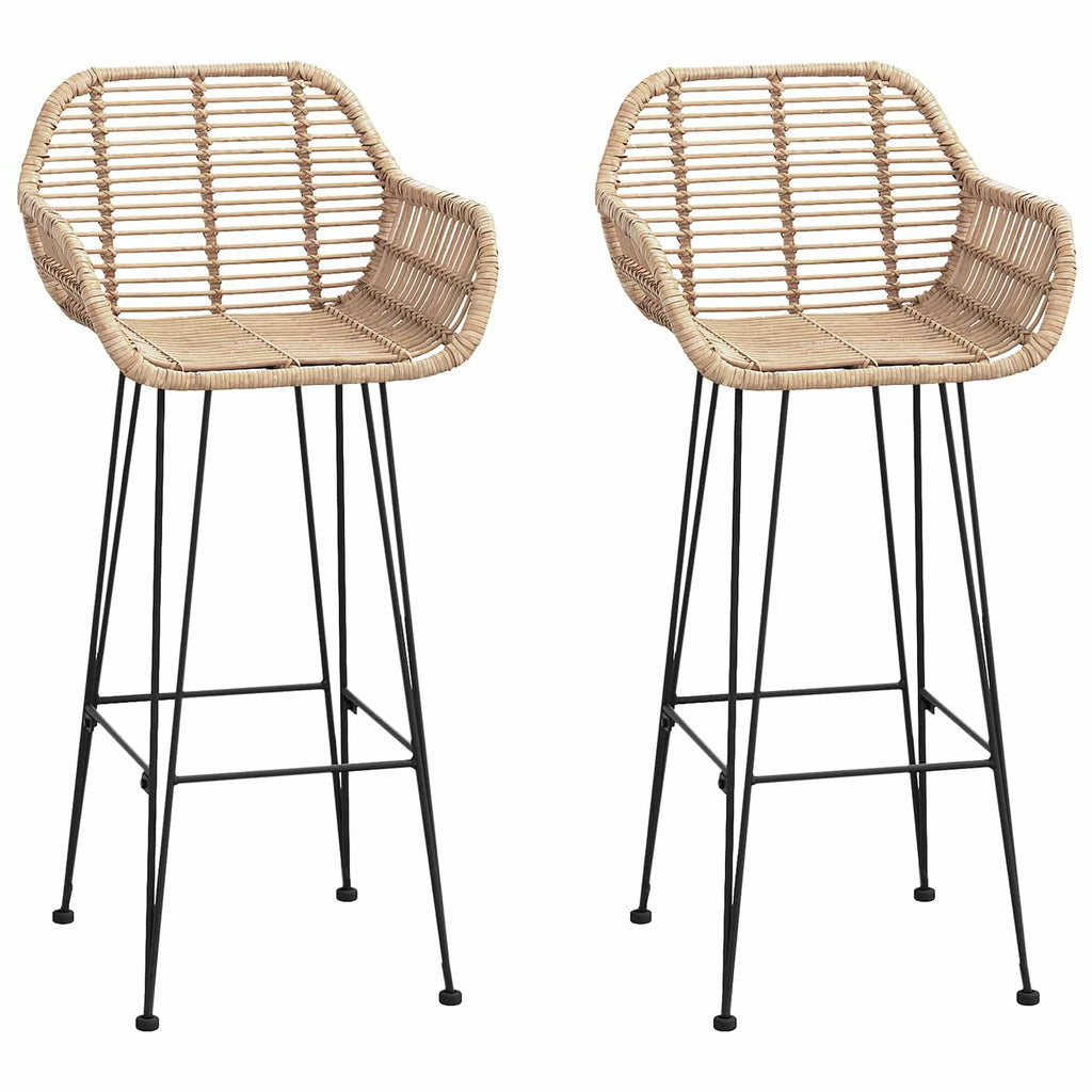 Silla de Bar 2 pcs 55 x 52 x 105 cm Ratan e Hierro