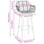 Silla de Bar 2 pcs 55 x 52 x 105 cm Ratan e Hierro