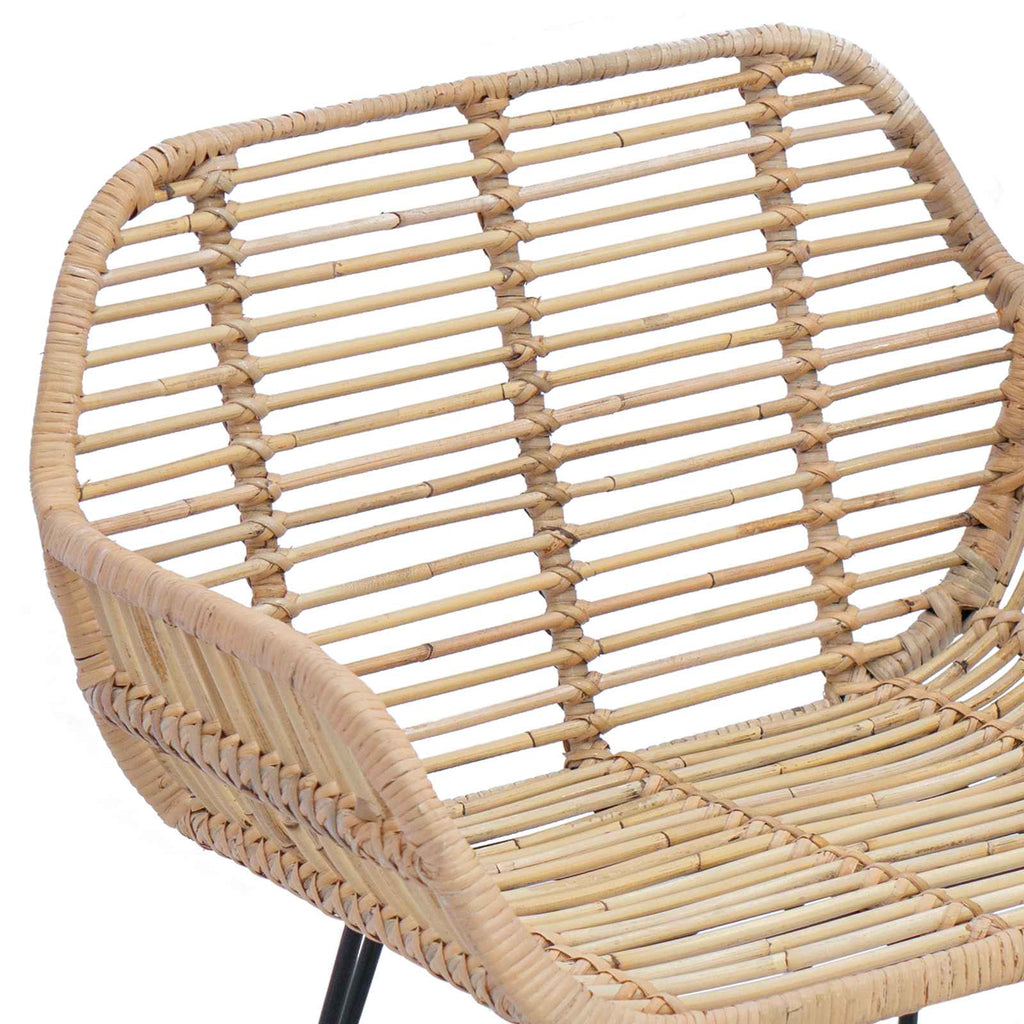 Silla de comedor 2 pcs Ratan e Hierro Natural 55 x 50 x 74 cm
