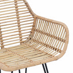 Silla de comedor 2 pcs Ratan e Hierro Natural 55 x 50 x 74 cm