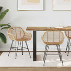 Silla de comedor 2 pcs Ratan e Hierro Natural 55 x 50 x 74 cm