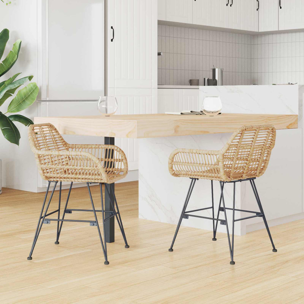 Silla de comedor 2 pcs Ratan e Hierro Natural 55 x 50 x 74 cm