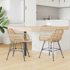 Silla de comedor 2 pcs Ratan e Hierro Natural 55 x 50 x 74 cm