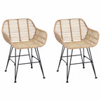 Silla de comedor 2 pcs Ratan e Hierro Natural 55 x 50 x 74 cm
