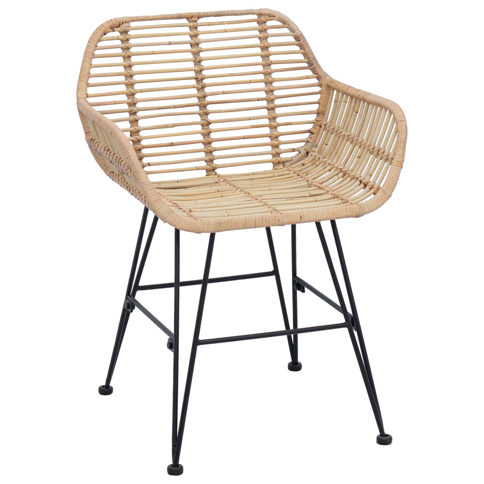Silla de comedor 2 pcs Ratan e Hierro Natural 55 x 50 x 74 cm