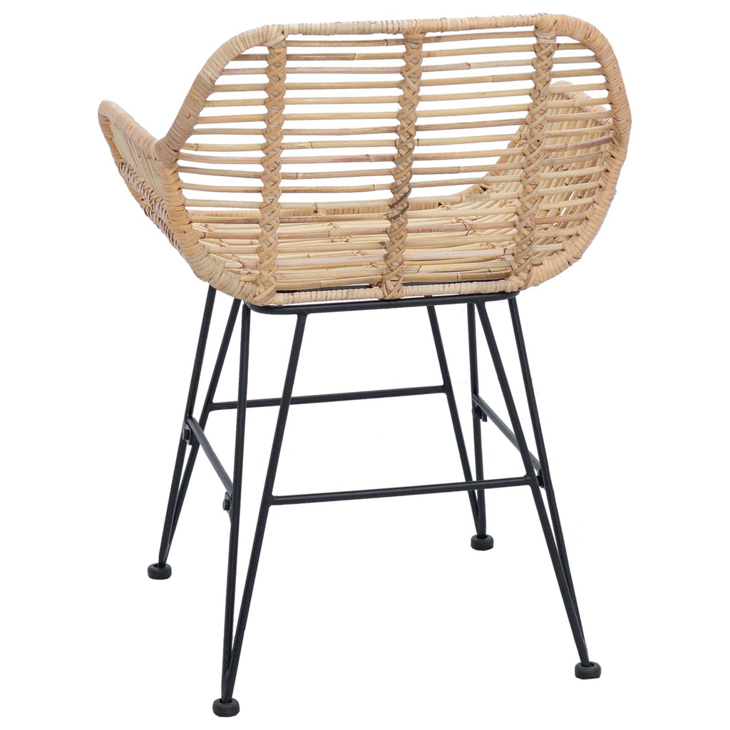 Silla de comedor 2 pcs Ratan e Hierro Natural 55 x 50 x 74 cm