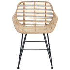 Silla de comedor 2 pcs Ratan e Hierro Natural 55 x 50 x 74 cm