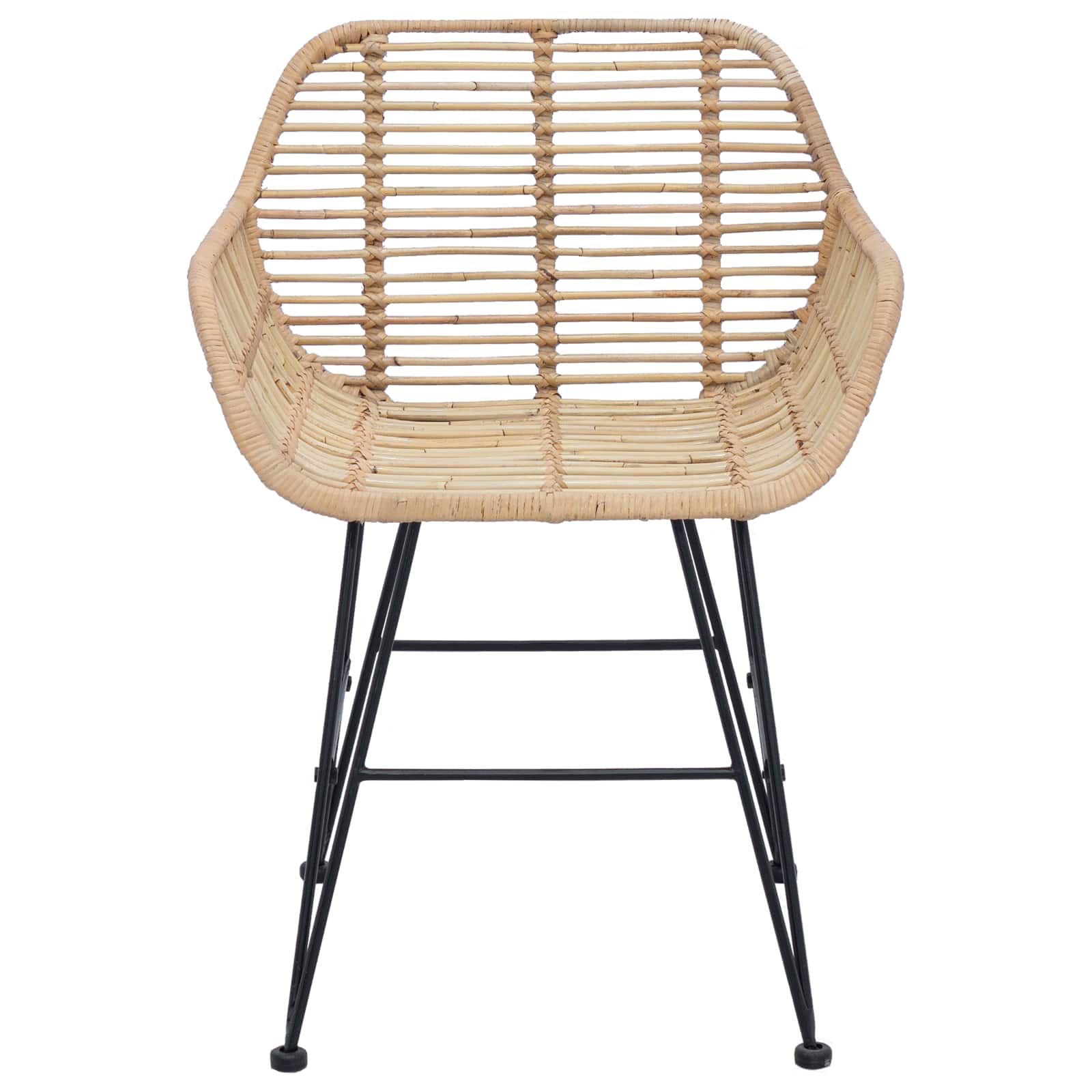 Silla de comedor 2 pcs Ratan e Hierro Natural 55 x 50 x 74 cm