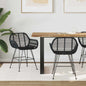 Dining Chair 2 pcs Rattan and Iron Natural 55 x 50 x 74 cm