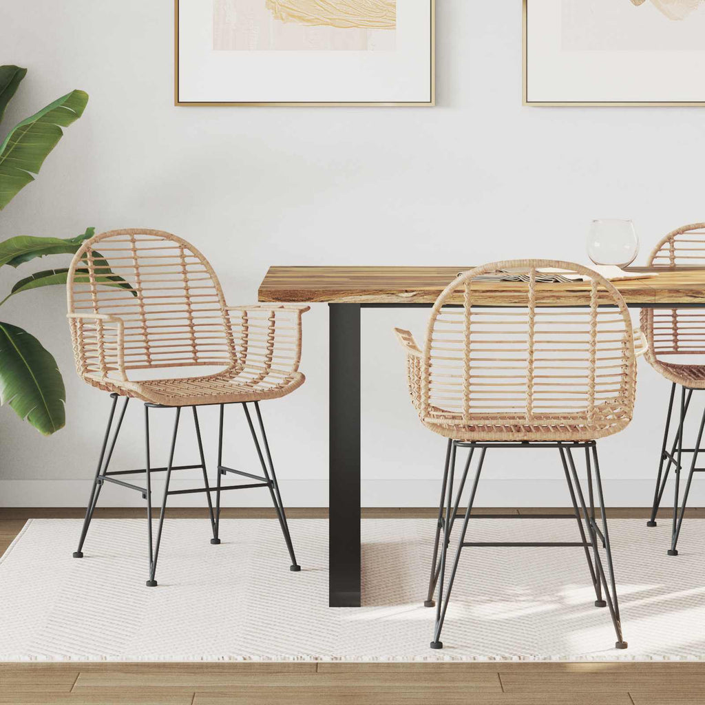 Silla de comedor 2 pcs Ratan e Hierro Natural 57 x 55 x 85 cm