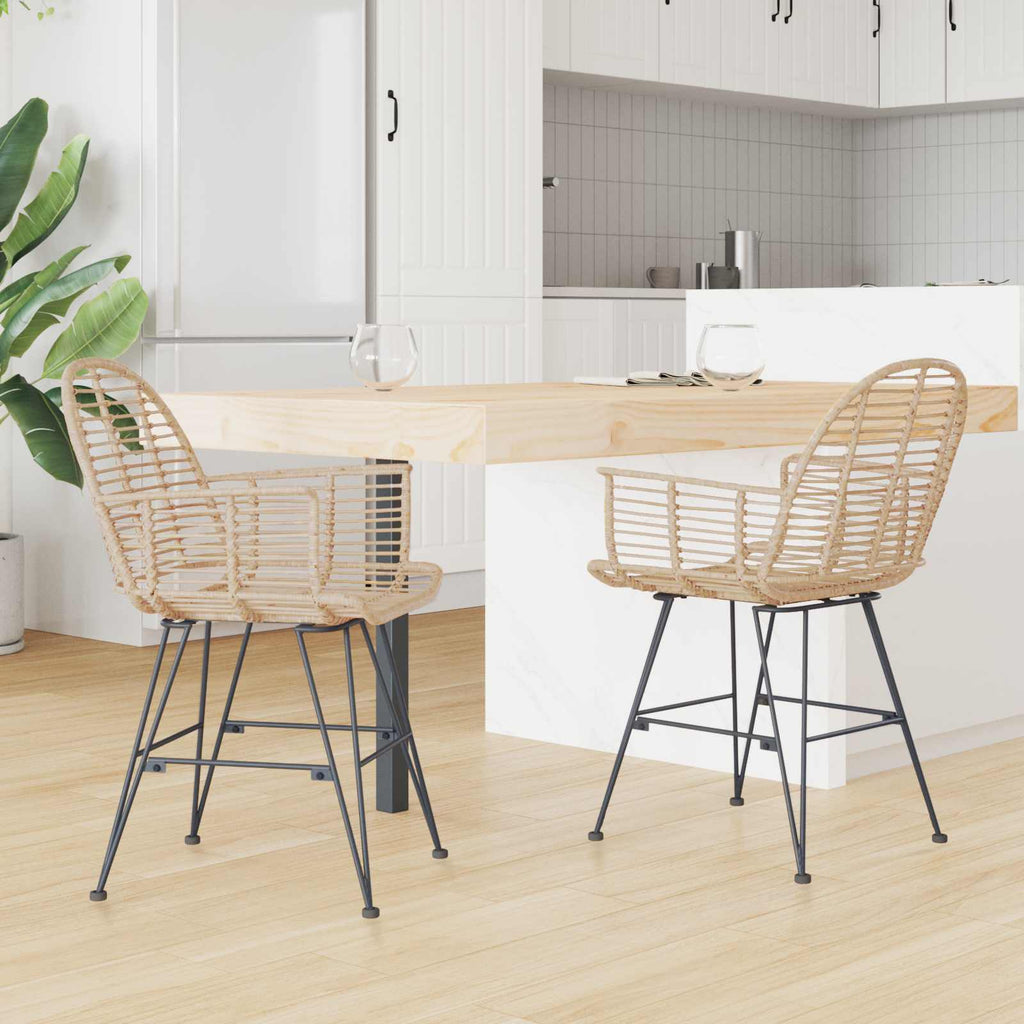 Silla de comedor 2 pcs Ratan e Hierro Natural 57 x 55 x 85 cm