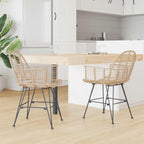Silla de comedor 2 pcs Ratan e Hierro Natural 57 x 55 x 85 cm