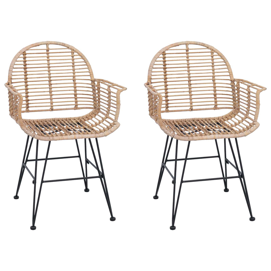 Silla de comedor 2 pcs Ratan e Hierro Natural 57 x 55 x 85 cm