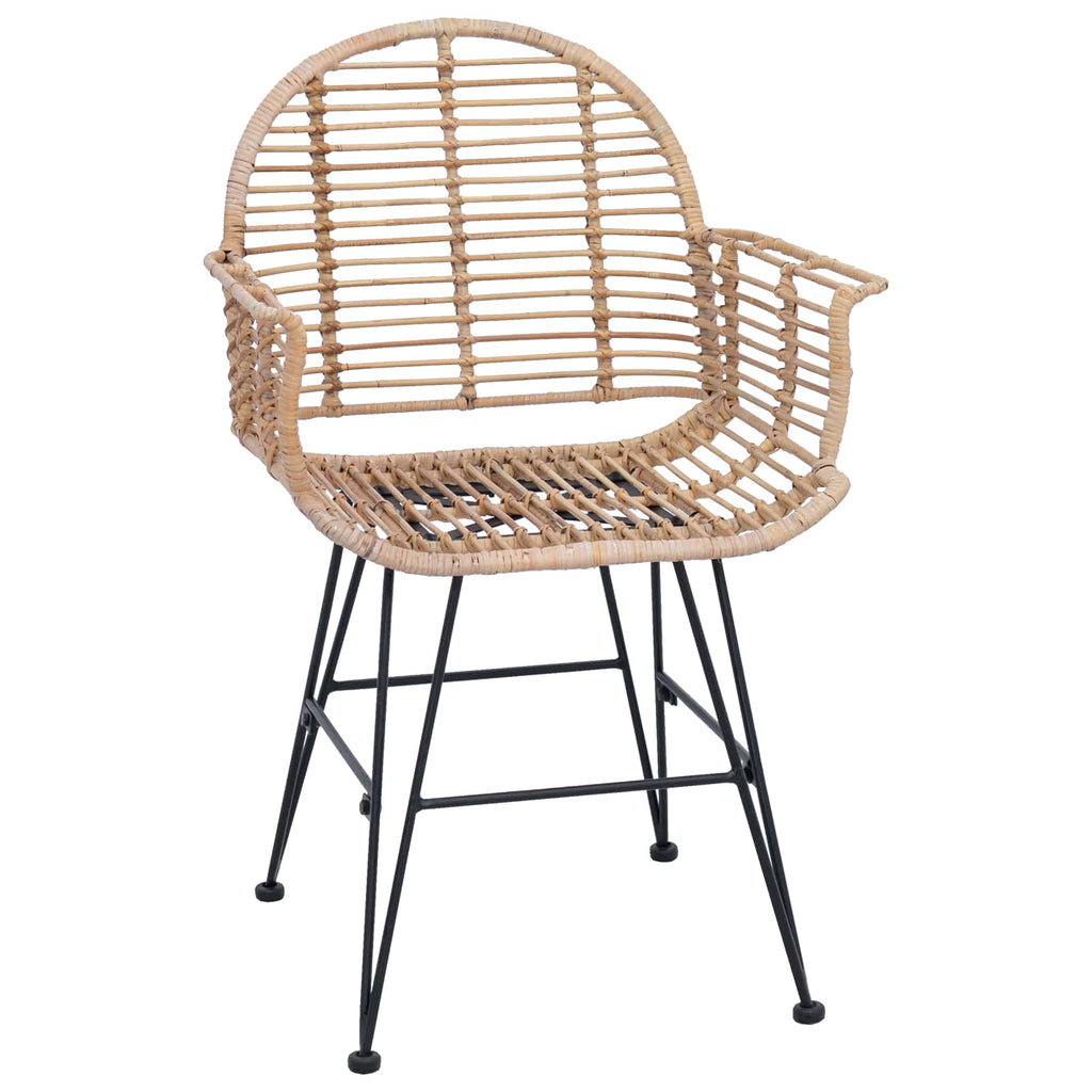 Silla de comedor 2 pcs Ratan e Hierro Natural 57 x 55 x 85 cm