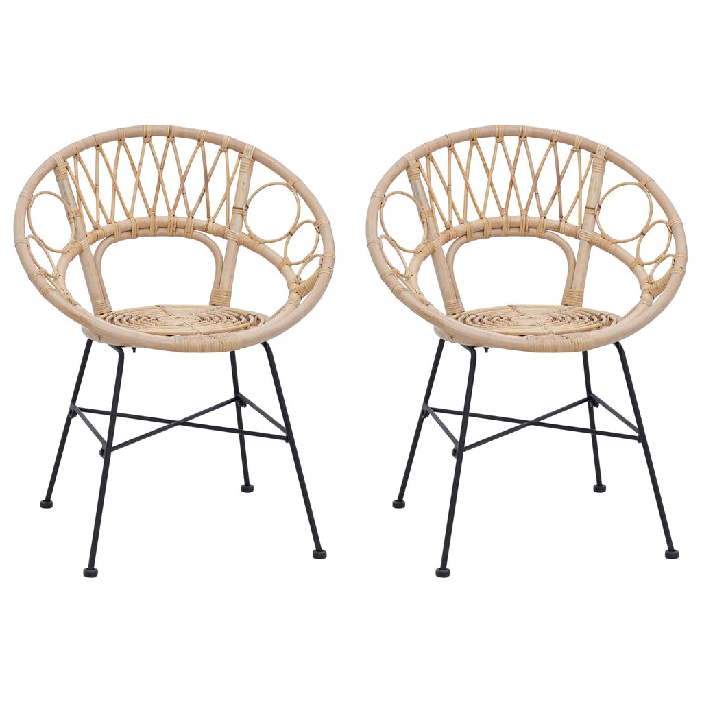Silla de comedor 2 pcs Ratan e Hierro Natural 54 x 65 x 82 cm