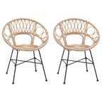 Silla de comedor 2 pcs Ratan e Hierro Natural 54 x 65 x 82 cm