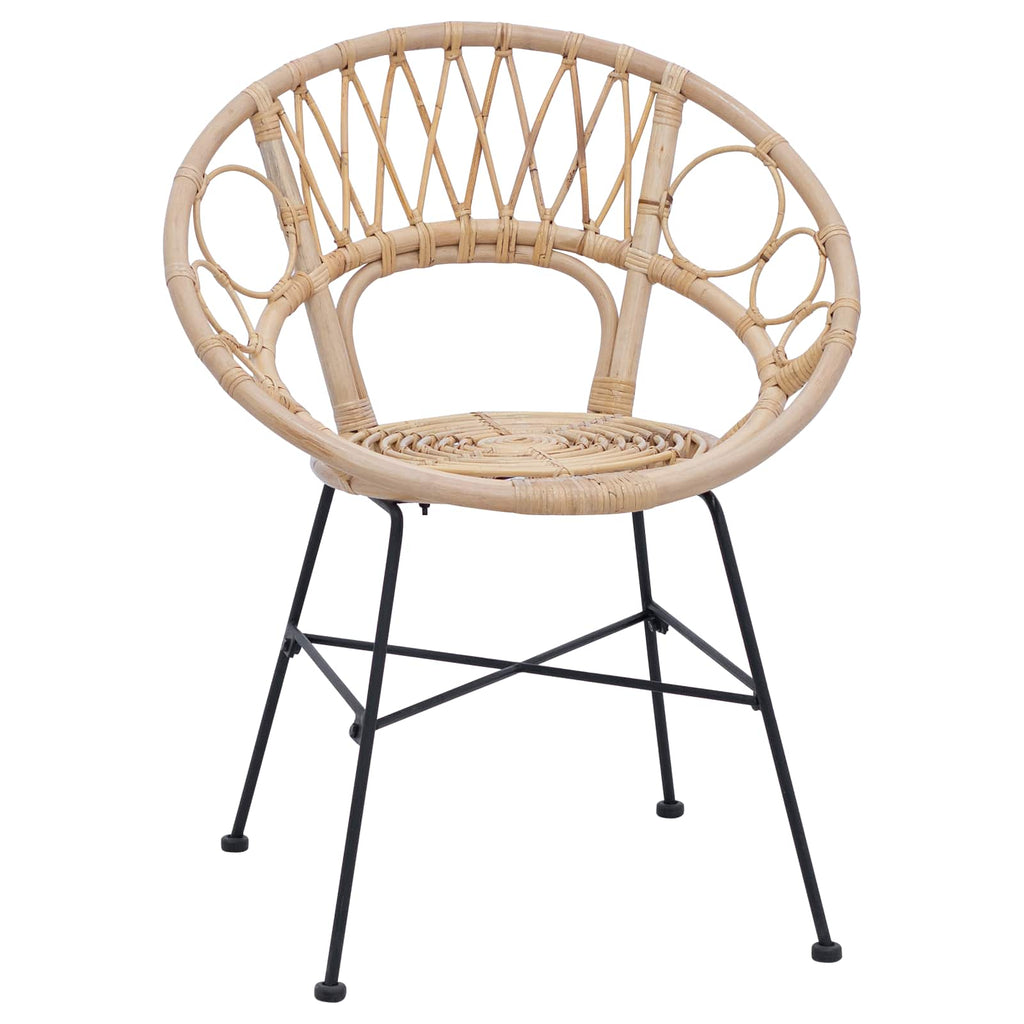 Silla de comedor 2 pcs Ratan e Hierro Natural 54 x 65 x 82 cm