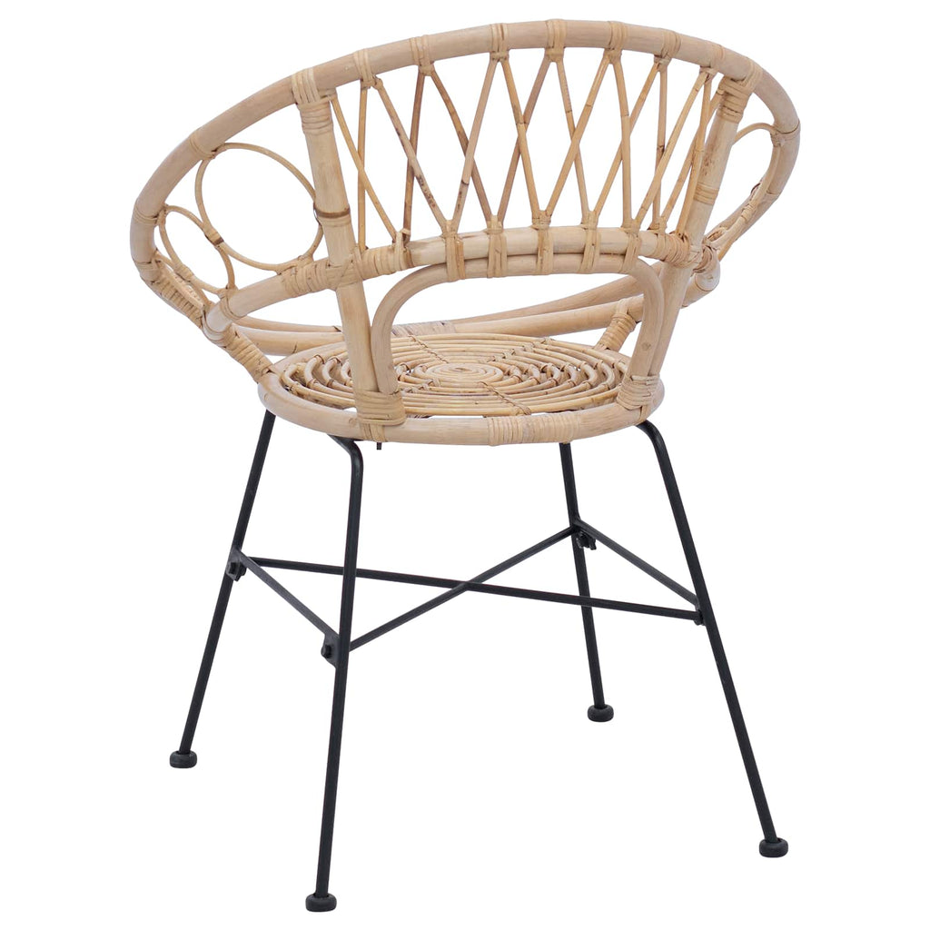 Silla de comedor 2 pcs Ratan e Hierro Natural 54 x 65 x 82 cm