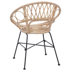 Silla de comedor 2 pcs Ratan e Hierro Natural 54 x 65 x 82 cm