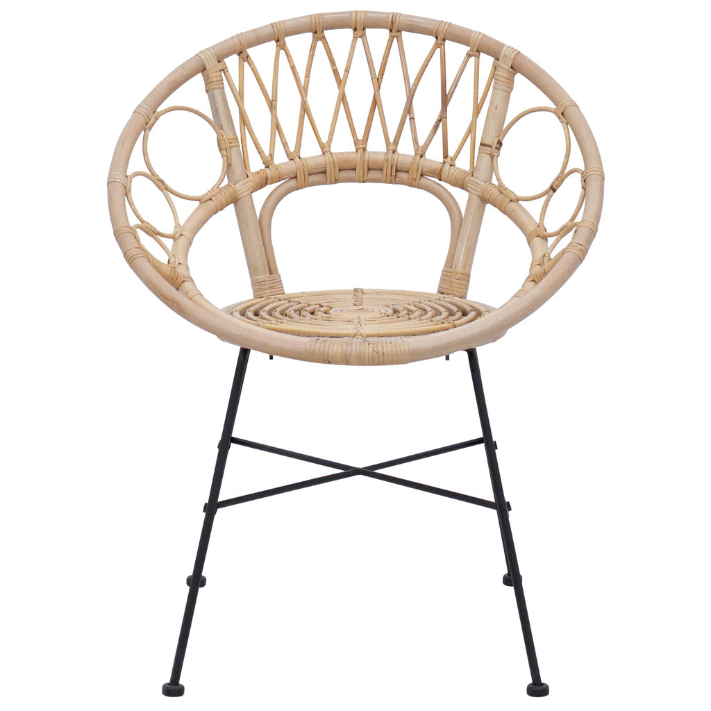 Silla de comedor 2 pcs Ratan e Hierro Natural 54 x 65 x 82 cm
