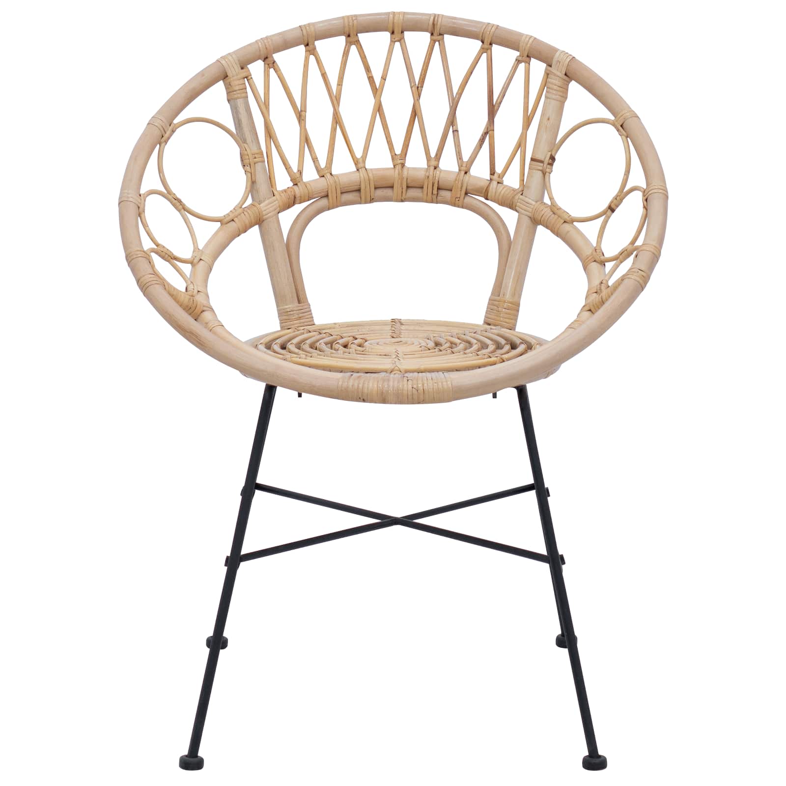 Silla de comedor 2 pcs Ratan e Hierro Natural 54 x 65 x 82 cm