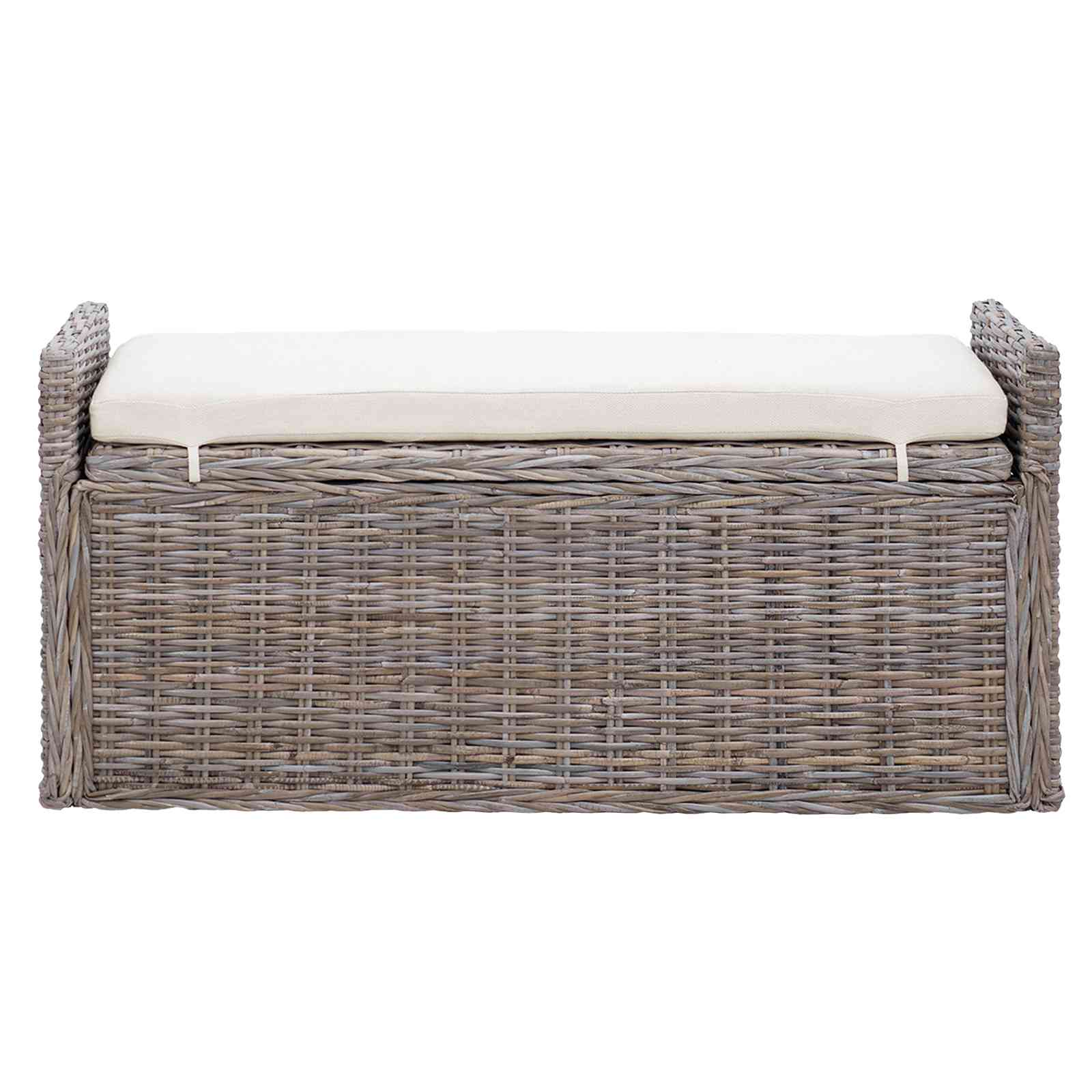 Banco de almacenamiento con cojín Gris 110 x 40 x 50 cm Ratán
