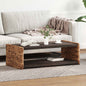 Mesa de Centro Natural 110 x 55 x 35 cm Madeira de Mogno Maciço