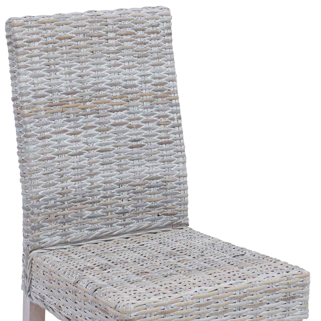 Silla de comedor 2 pcs Ratán Kubu y Madera de Caoba Sólida