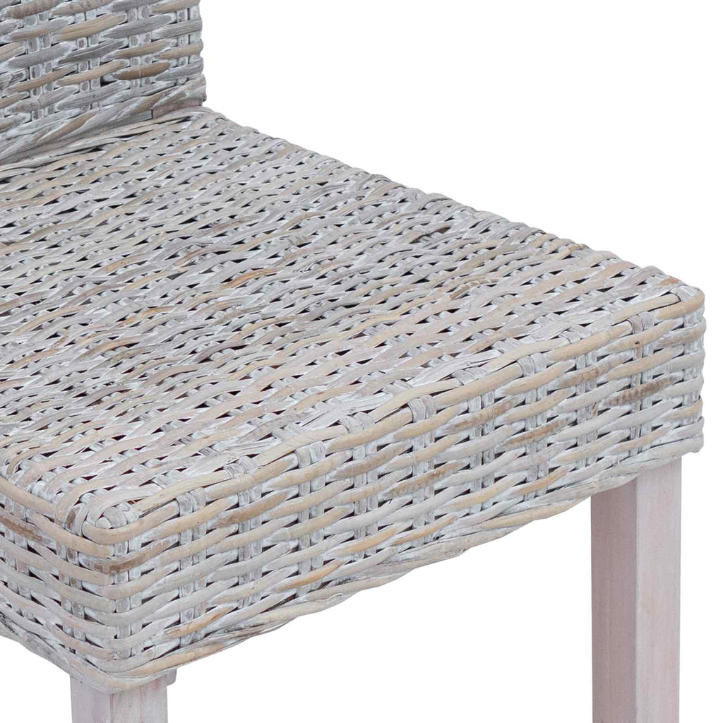 Silla de comedor 2 pcs Ratán Kubu y Madera de Caoba Sólida