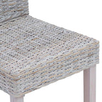 Silla de comedor 2 pcs Ratán Kubu y Madera de Caoba Sólida