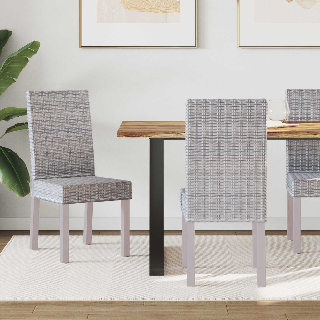 Silla de comedor 2 pcs Ratán Kubu y Madera de Caoba Sólida
