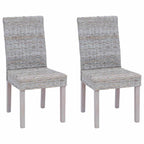 Silla de comedor 2 pcs Ratán Kubu y Madera de Caoba Sólida