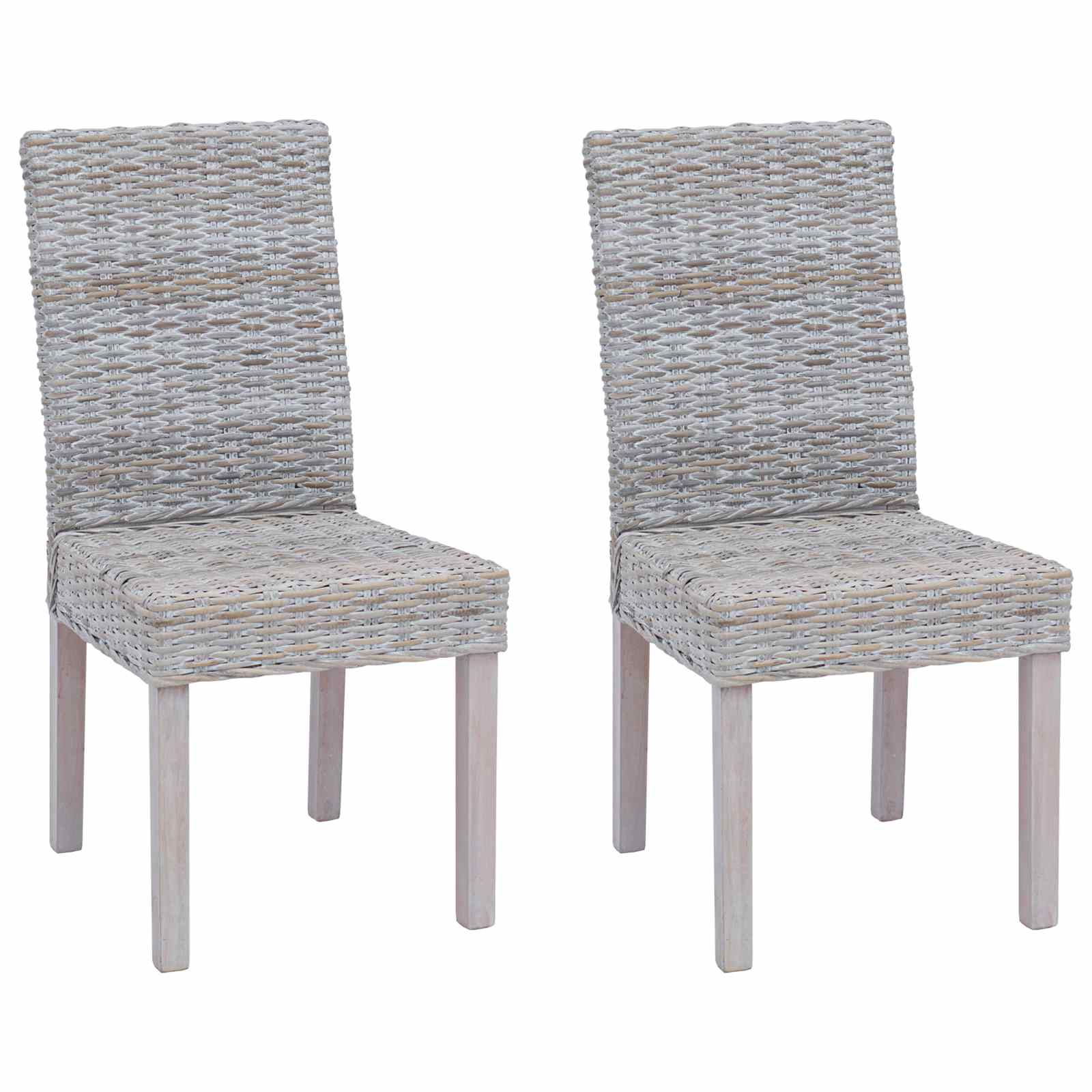 Silla de comedor 2 pcs Ratán Kubu y Madera de Caoba Sólida