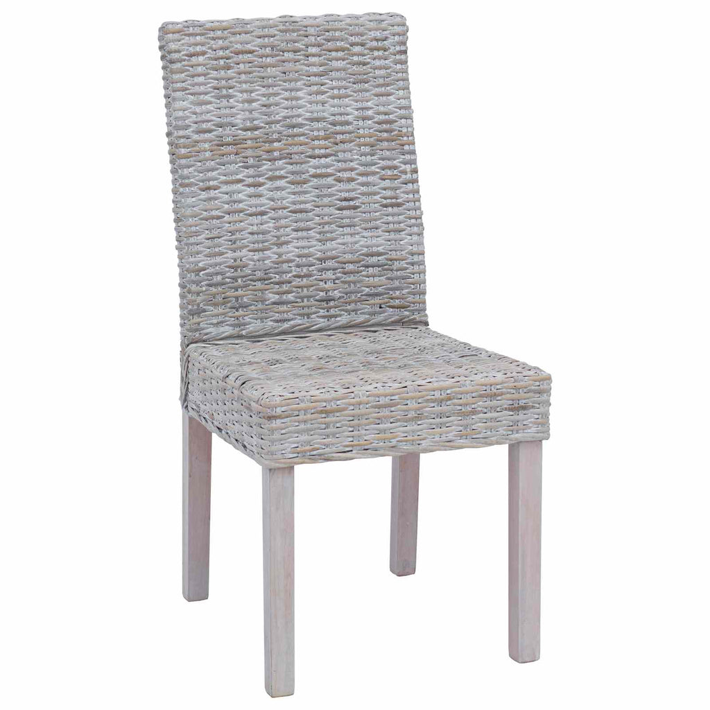Silla de comedor 2 pcs Ratán Kubu y Madera de Caoba Sólida