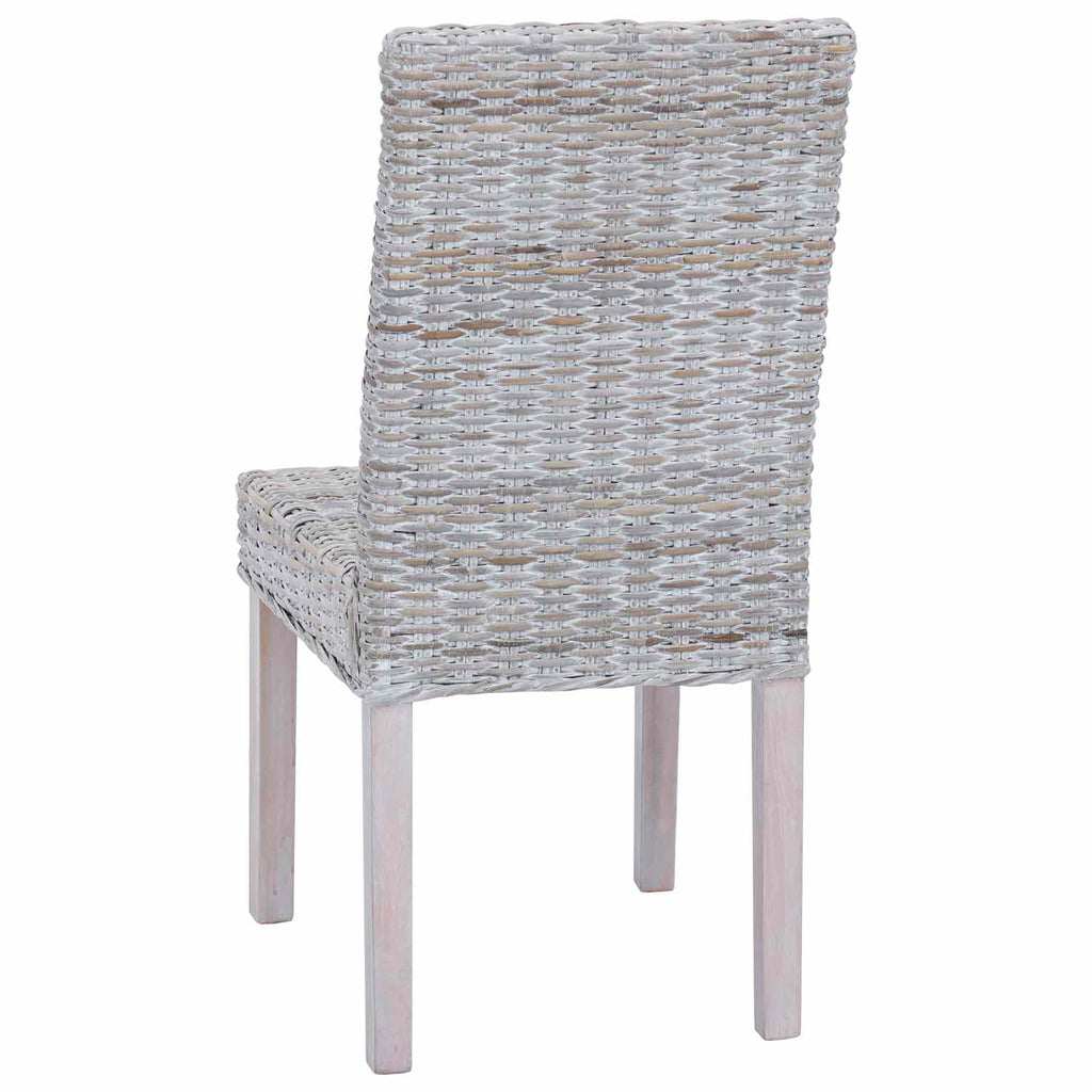 Silla de comedor 2 pcs Ratán Kubu y Madera de Caoba Sólida