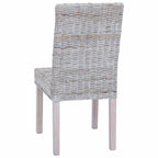 Silla de comedor 2 pcs Ratán Kubu y Madera de Caoba Sólida