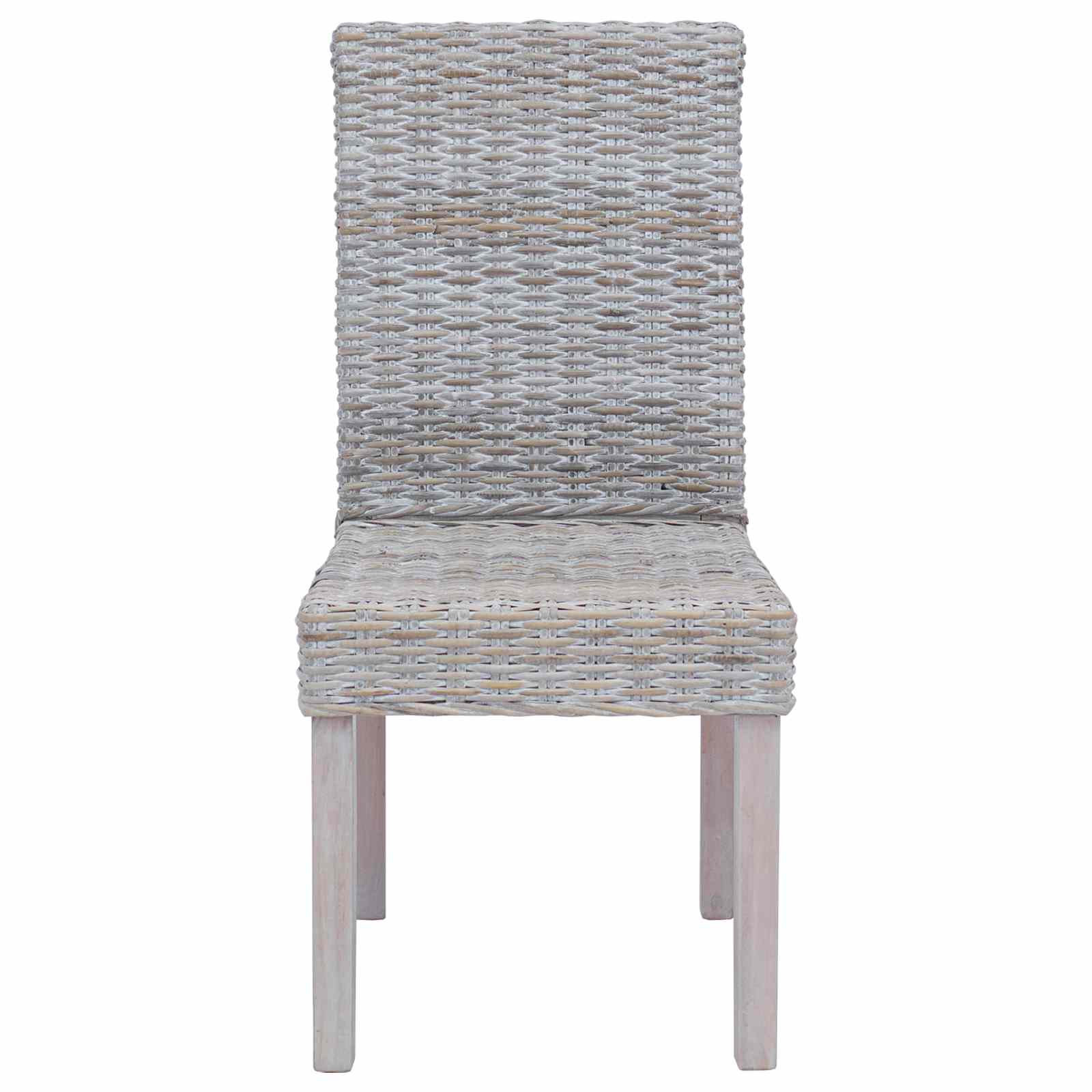 Silla de comedor 2 pcs Ratán Kubu y Madera de Caoba Sólida