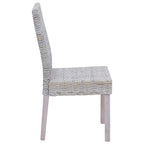 Silla de comedor 2 pcs Ratán Kubu y Madera de Caoba Sólida