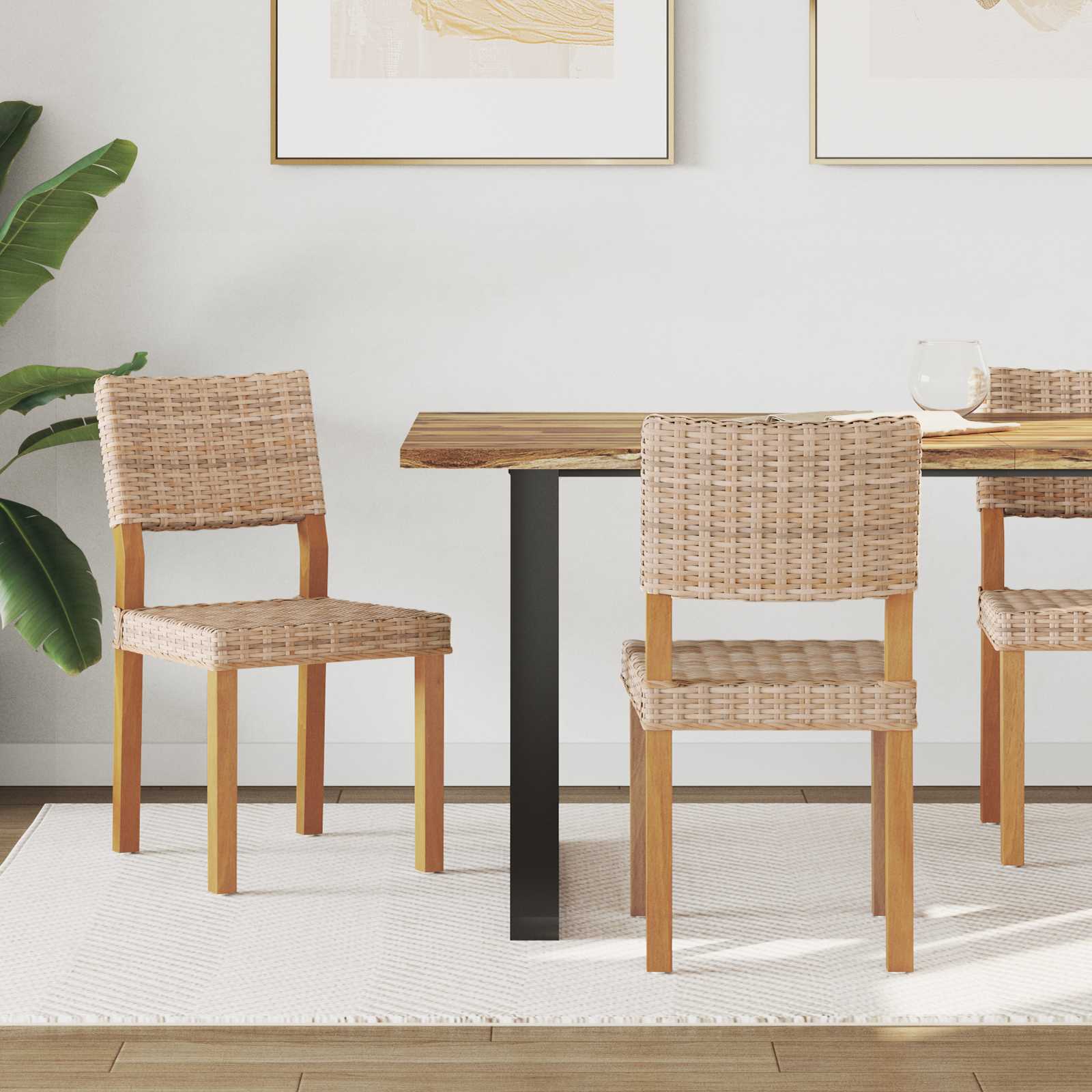 Silla de comedor 2 pcs Ratan e Hierro Natural