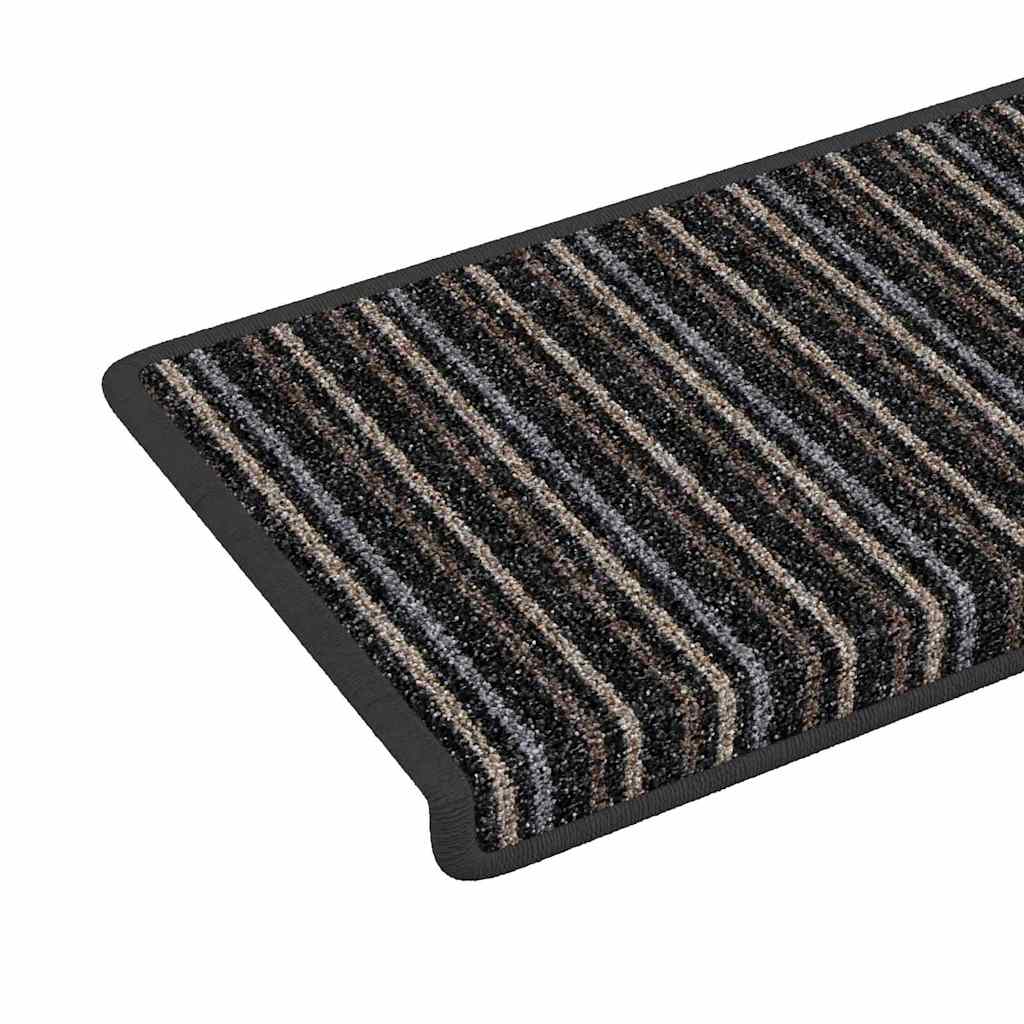 Alfombras autoadhesivas para escaleras Rayado 15 pcs Antracita