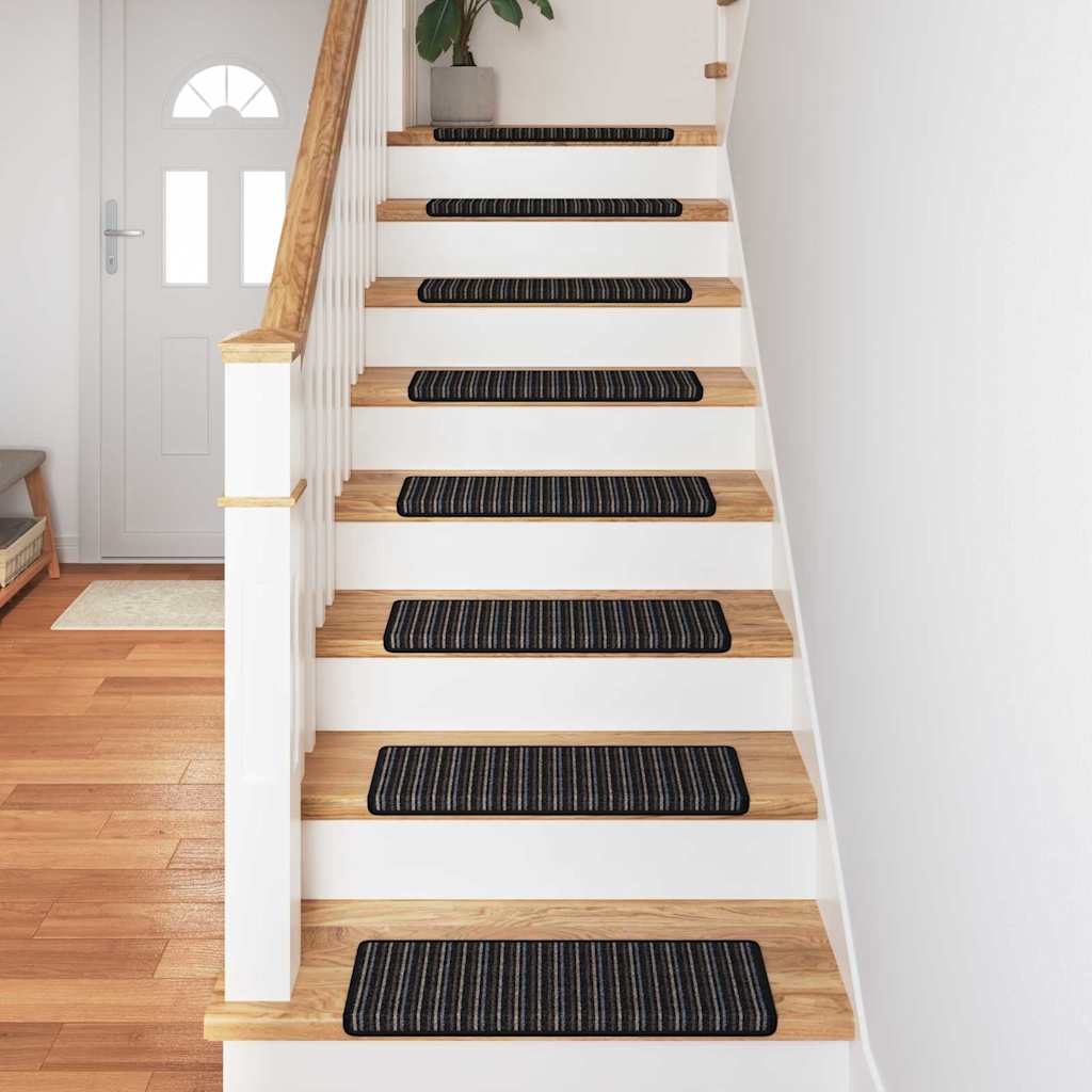 Alfombras autoadhesivas para escaleras Rayado 15 pcs Antracita