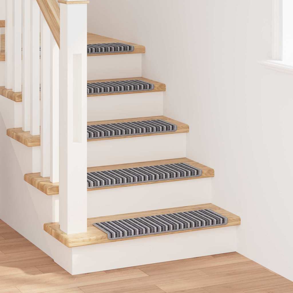 Alfombras autoadhesivas para escaleras Rayado 15 pcs Antracita