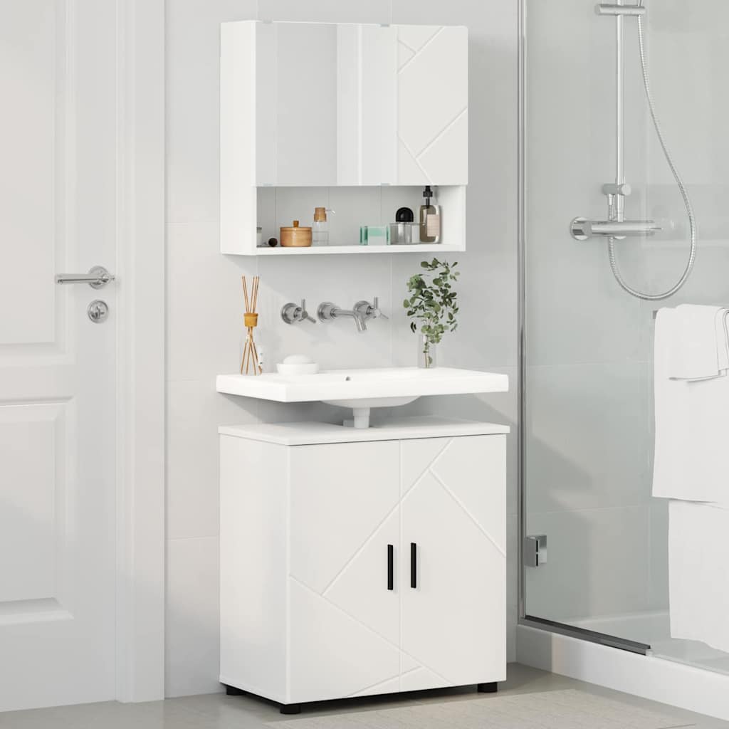 Juego de muebles de baño 2 pcs Madera de ingeniería & Metal